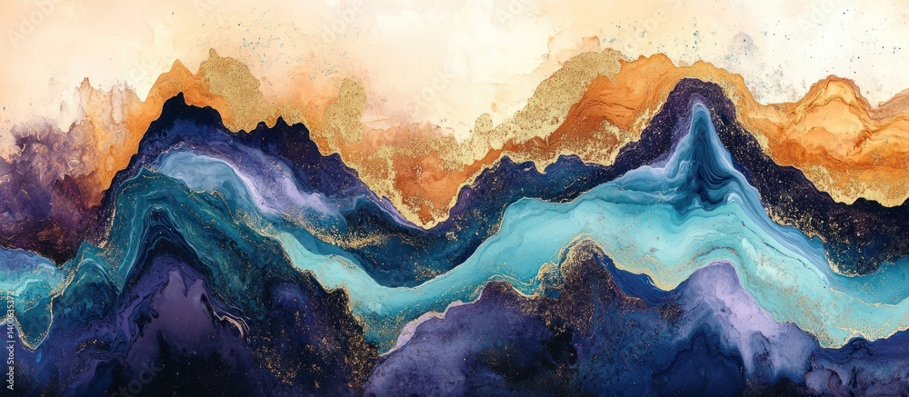 Abstract Mountain Landscape Art Print for Home Decor