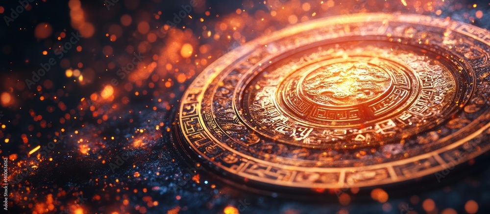 custom made wallpaper toronto digitalAncient Circular Design Fiery Background