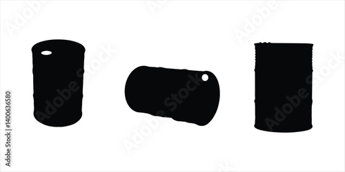 metal oil tank vector set illustration on white background. gallon silhouette icon.