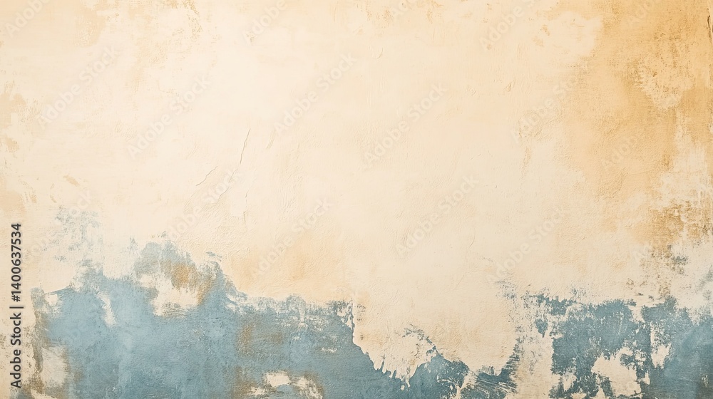 Distressed plaster texture with creamy beige and blue tones for artistic effects Distressed plaster texture with creamy beige and blue tones for artistic effects