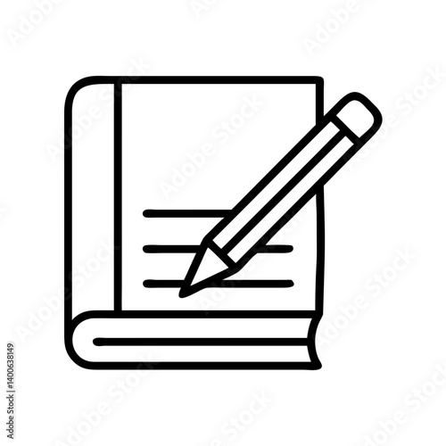 Book and pencil icon vector illustration for writing, drawing, education and creativity concept