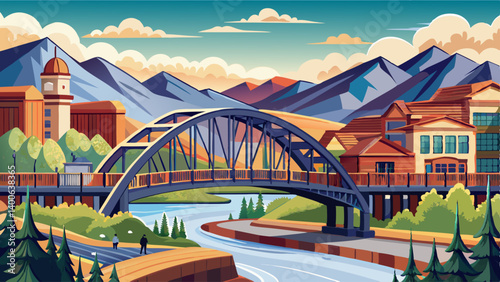 Aerial panorama of Missoula, Montana, above Beartracks Bridge. Missoula is a city in and the county seat of Missoula County, Montana. It is located along the Clark Fork 