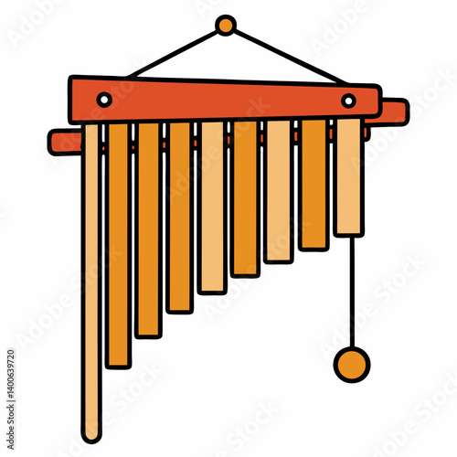 vector illustration of a wooden flute