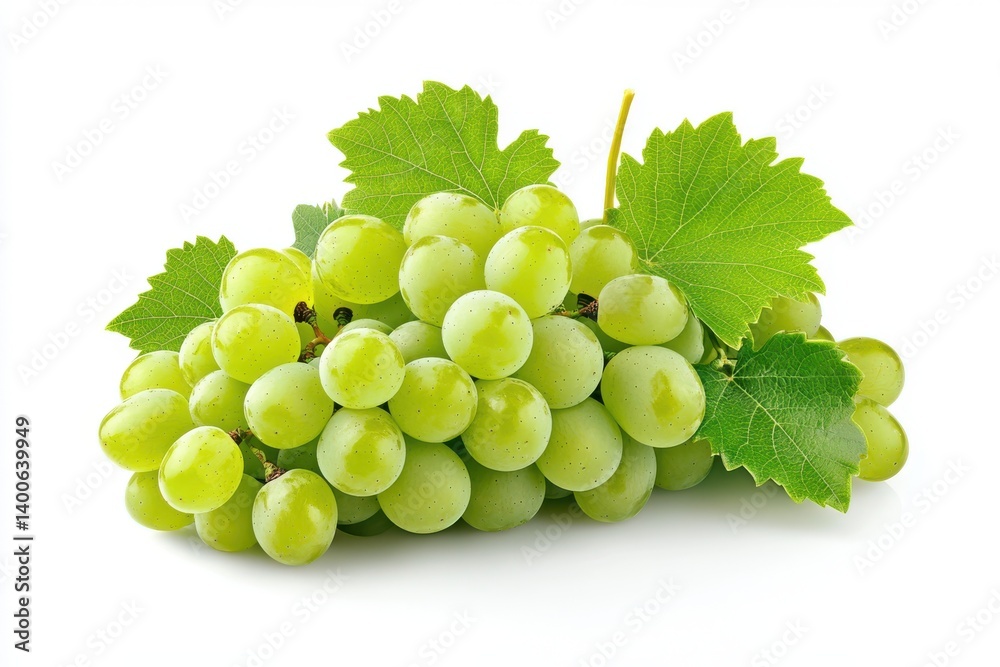 Green grape bunch with leaves isolated on white background csvgen Green grape bunch with leaves isolated on white background csvgen