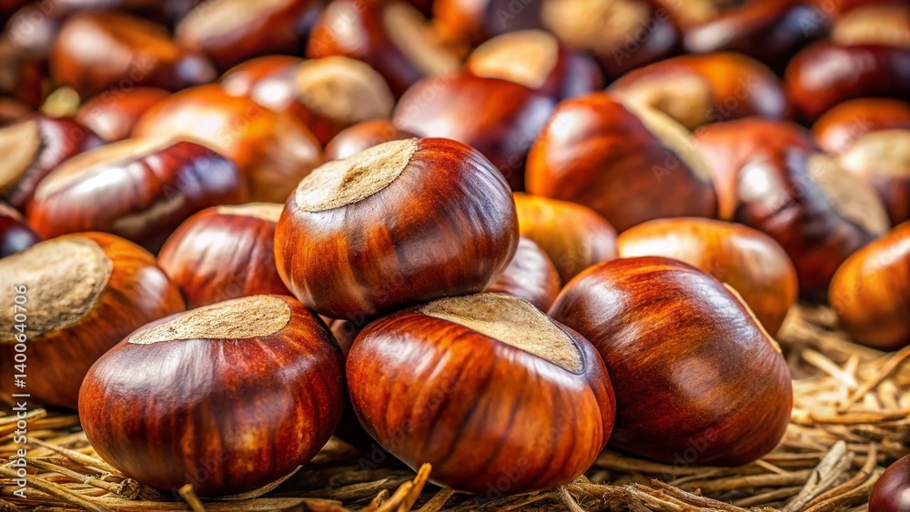 Autumn Abundance: A Group of Ripe Chestnuts, Castanea sativa Autumn Abundance: A Group of Ripe Chestnuts, Castanea sativa