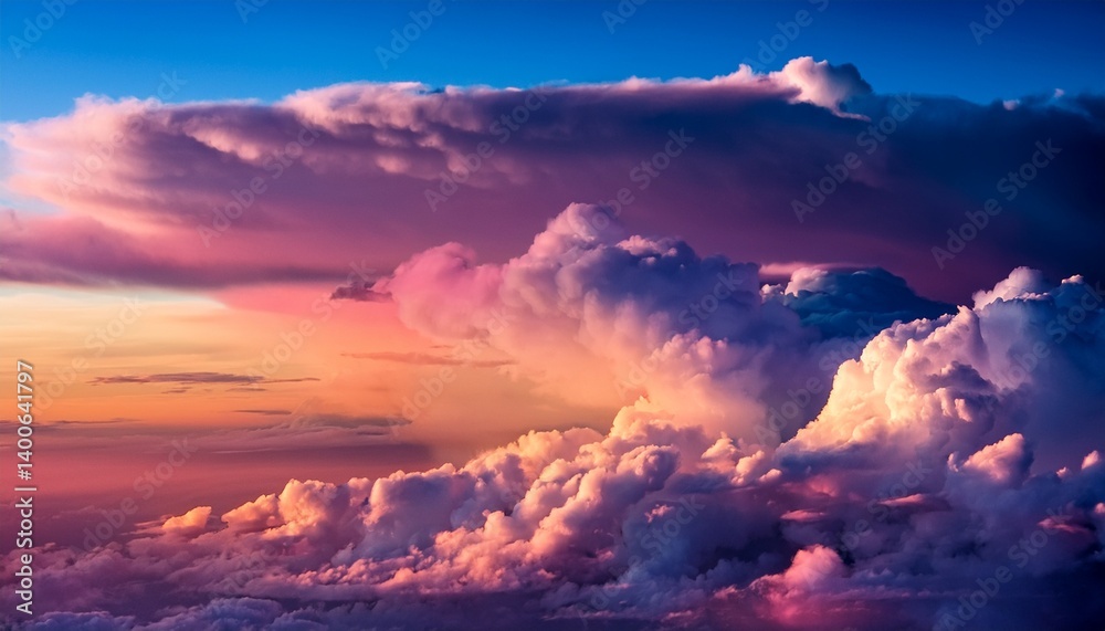 Obraz premium Closeup of colorful clouds in the sky. Generated image