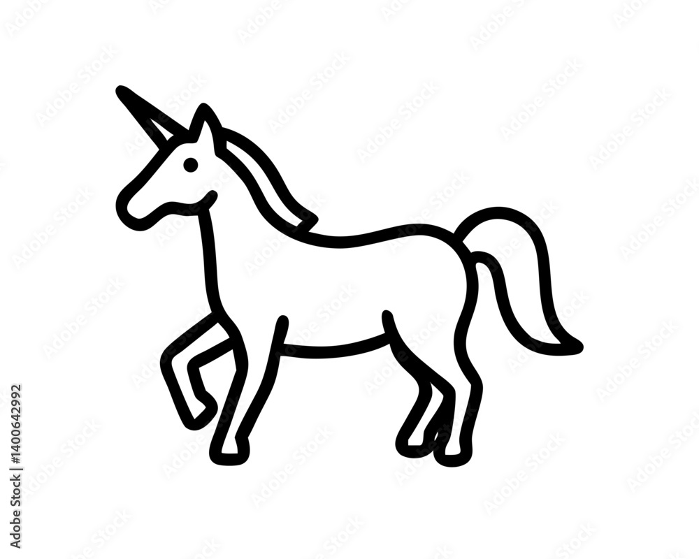 Fototapeta premium Unicorn Line Art Vector & SVG | Magical Fantasy Vector for Kids Crafts, Nursery Decor & Whimsical Design
