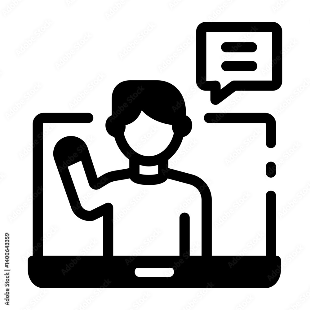 A linear style icon of an online student
A linear style icon of an online student