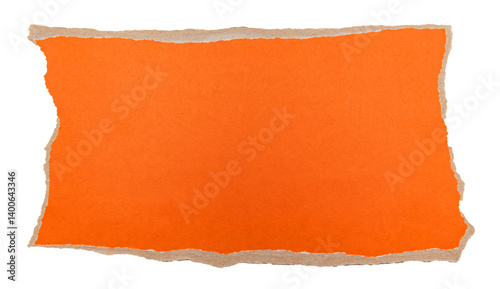 A piece of orange torn and crumpled paper on a white background. brown paper, carton