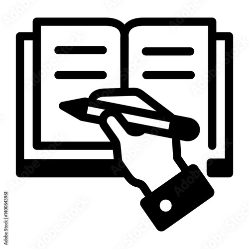 A linear style icon showing writing practice 
