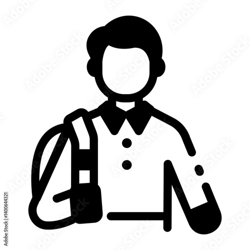 A line icon depicting a student going school 
