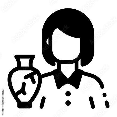 A character learning archaeology, line style icon 

