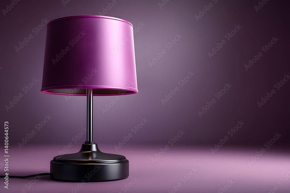 Bright Pink Table Lamp with Modern Design on Purple Background Bright Pink Table Lamp with Modern Design on Purple Background