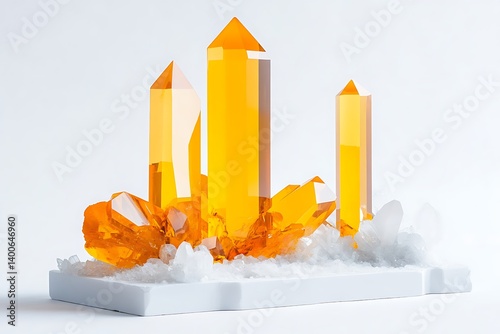 Obraz na płótnie Amber Crystals with White Base. w salonie