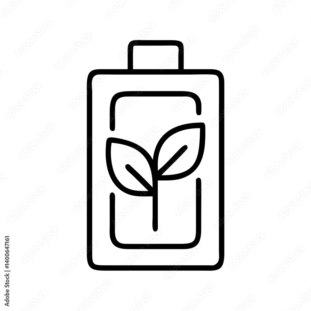 Eco friendly battery icon vector illustration energy storage with plant leaves concept design Eco friendly battery icon vector illustration energy storage with plant leaves concept design