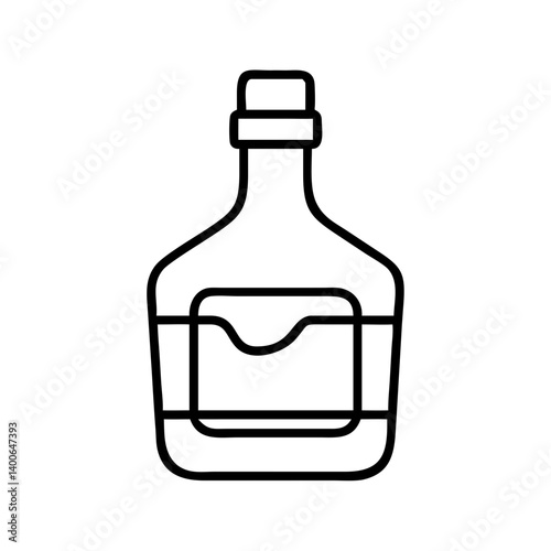 Outline drawing of a liquor bottle for alcohol drink, bourbon, whiskey, or spirits vector art