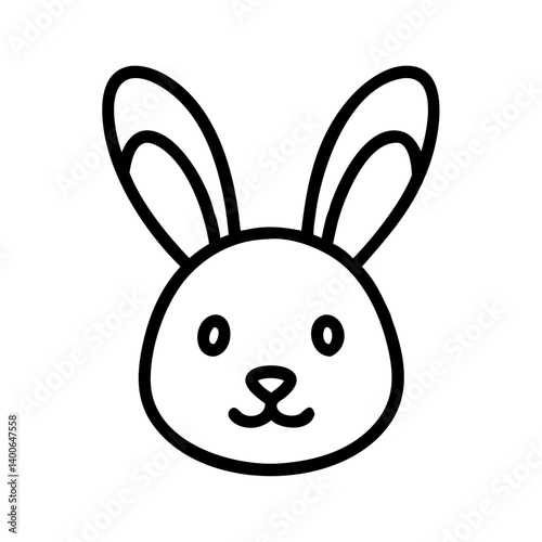 Cute bunny rabbit head outline drawing vector illustration easter animal pet design simple cartoon art