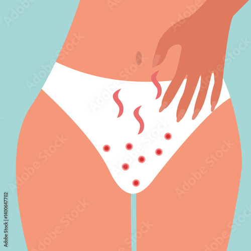 Vaginal Infection woman with genital itching  illustration and vector