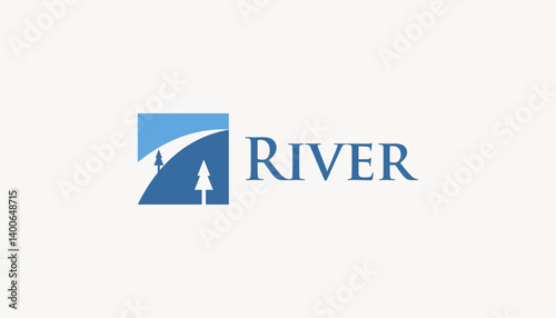 river creek winding road logo vector icon design illustration
