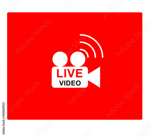 Live streaming icon. Video live broadcasting for blog, television, movies, shows, news and various video content. Live streaming red buttons stock vector, symbol illustration67.ai
