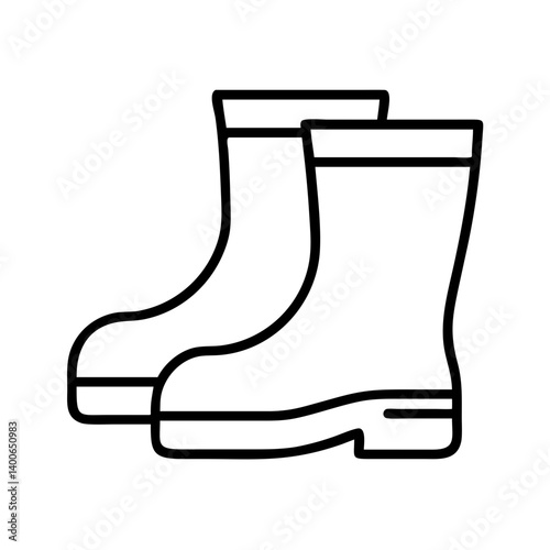 Outline wellington boots vector illustration for rain boots footwear fashion design concept
