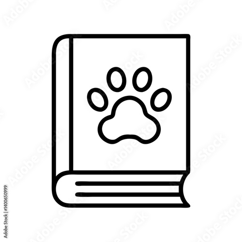 Pet care guide book with paw print vector illustration for animal lovers and pet owners guide