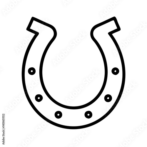 Outline horseshoe vector illustration for luck symbol, horse shoe charm, and equestrian design element