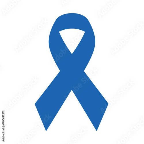 Royal Blue Ribbon Symbol Of Hope And Awareness On White Background