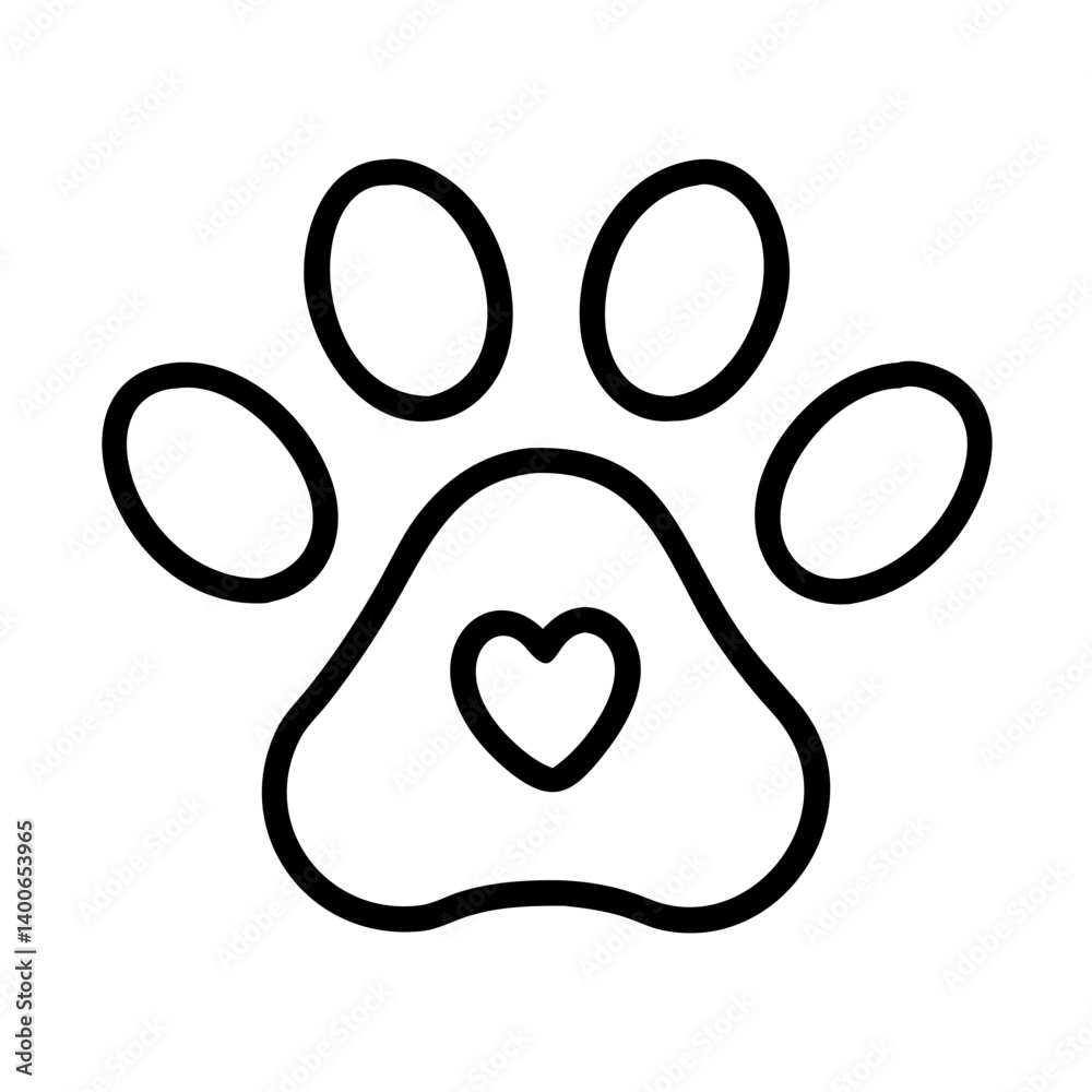 Download cute pet paw print vector graphic with heart detail for animal lovers and designers use in projects Download cute pet paw print vector graphic with heart detail for animal lovers and designers use in projects