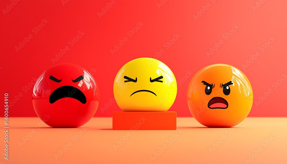 Angry Emojis on Red Background.