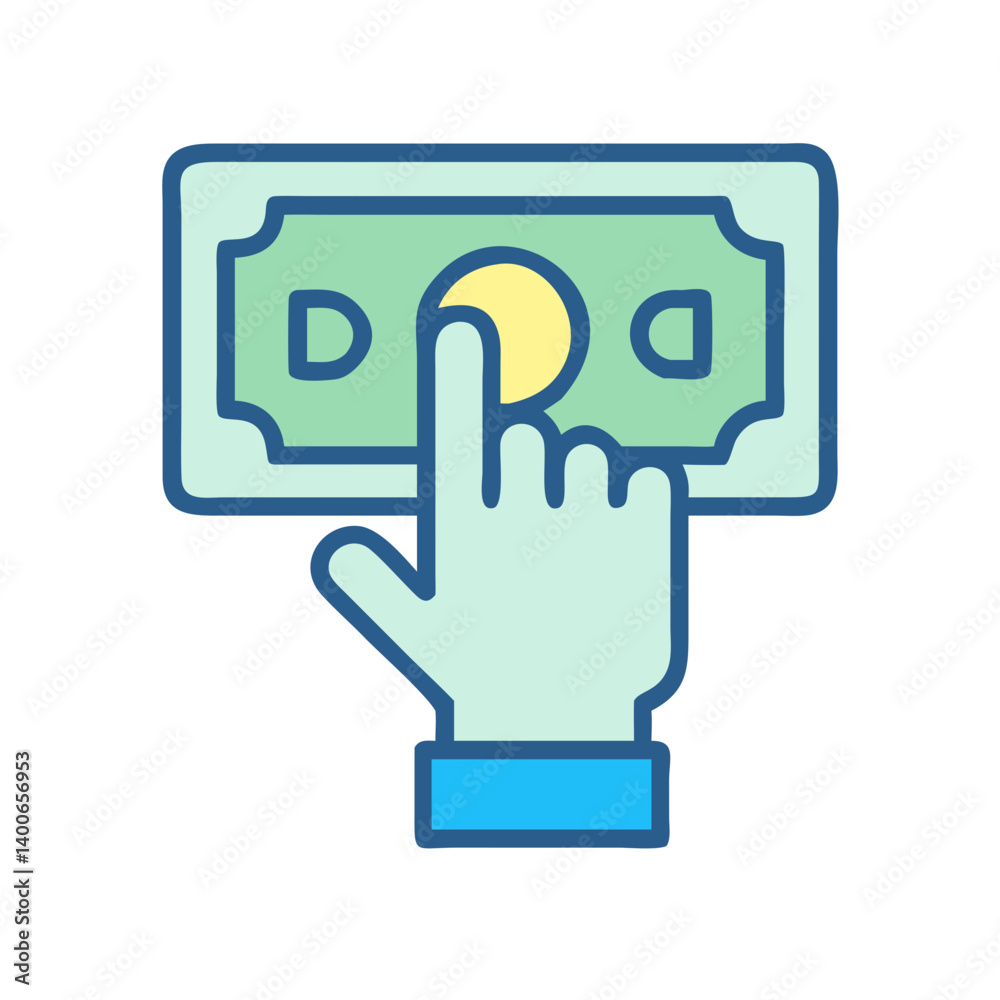 Hand Tapping Cash Payment Option Icon Design Hand Tapping Cash Payment Option Icon Design