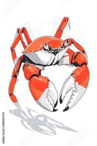 Angry Red Crab Illustration.