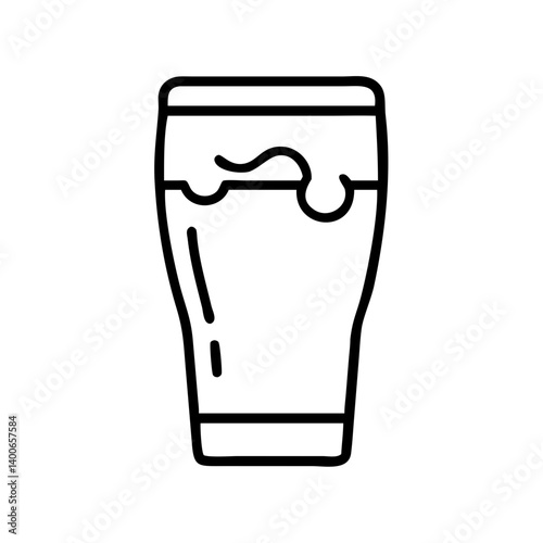 Vector illustration of a pint glass of beer with foam for bar pub or restaurant menu design