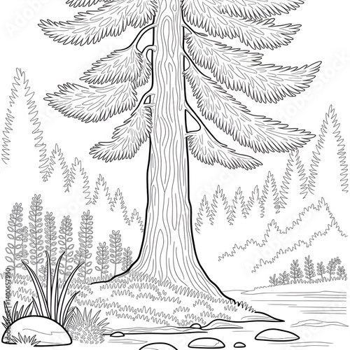A beautiful cedar tree coloring page