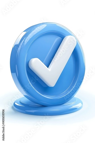 Obraz na płótnie 3D Checkmark Icon with Approved. w salonie