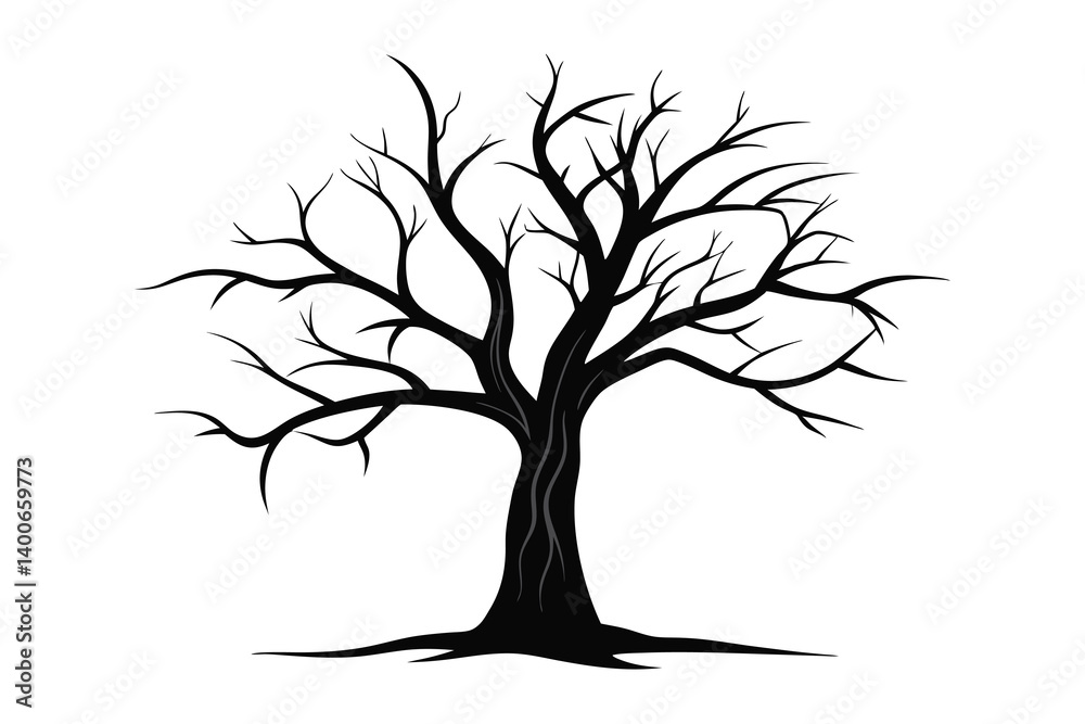 Obraz premium Dead tree silhouette vector illustration on white background