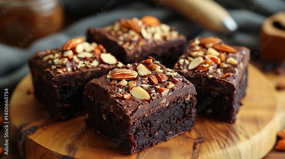 Rich, fudgy brownies topped with slivered almonds for extra crunch and texture