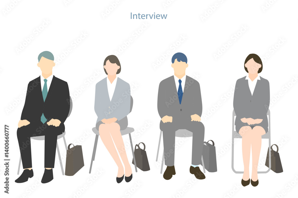 Simple business person illustration of a man and woman being interviewed in an office.オフィスで面接を受ける男女のシンプルビジネスパーソンイラスト素材 Simple business person illustration of a man and woman being interviewed in an office.オフィスで面接を受ける男女のシンプルビジネスパーソンイラスト素材