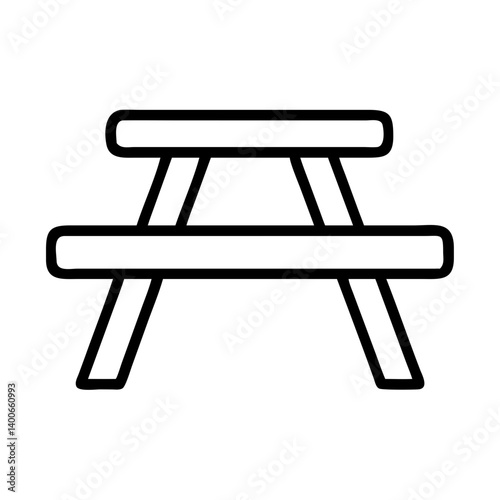 Picnic table vector illustration for outdoor furniture and park equipment design element concept