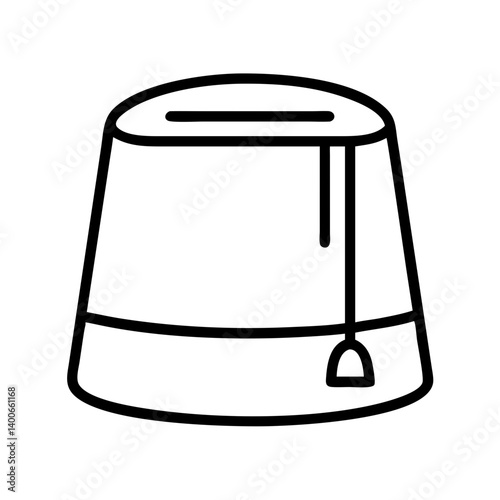 Explore the fez hat vector illustration: traditional headwear, turkish hat, egypt culture icon, outline 90