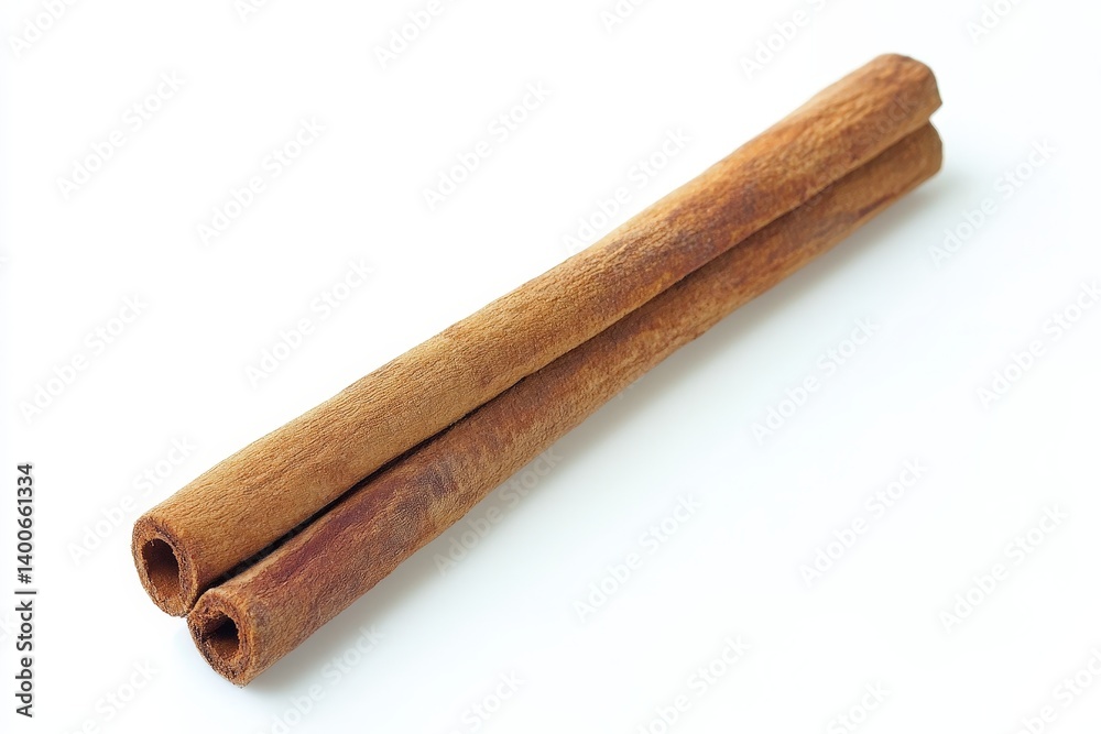 Two cinnamon sticks overlapping each other on a white background Two cinnamon sticks overlapping each other on a white background