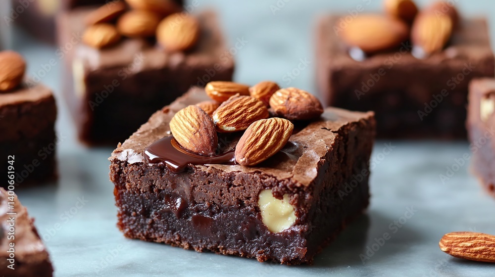 Rich, fudgy brownies topped with slivered almonds for extra crunch and texture