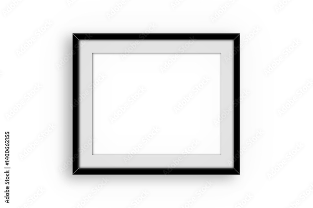 A simple black-framed picture frame with a blank white interior, ready for artwork or photography. A simple black-framed picture frame with a blank white interior, ready for artwork or photography.