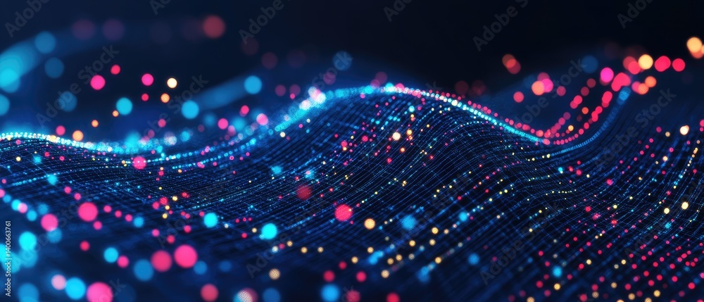 Fototapeta premium Abstract data wave, vibrant colors