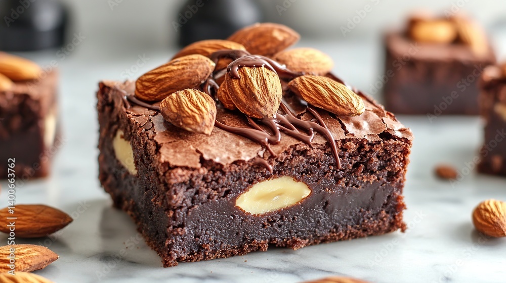 Rich, fudgy brownies topped with slivered almonds for extra crunch and texture