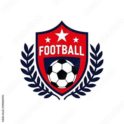 Football Emblem with Laurel Wreath and Stars Badge Design