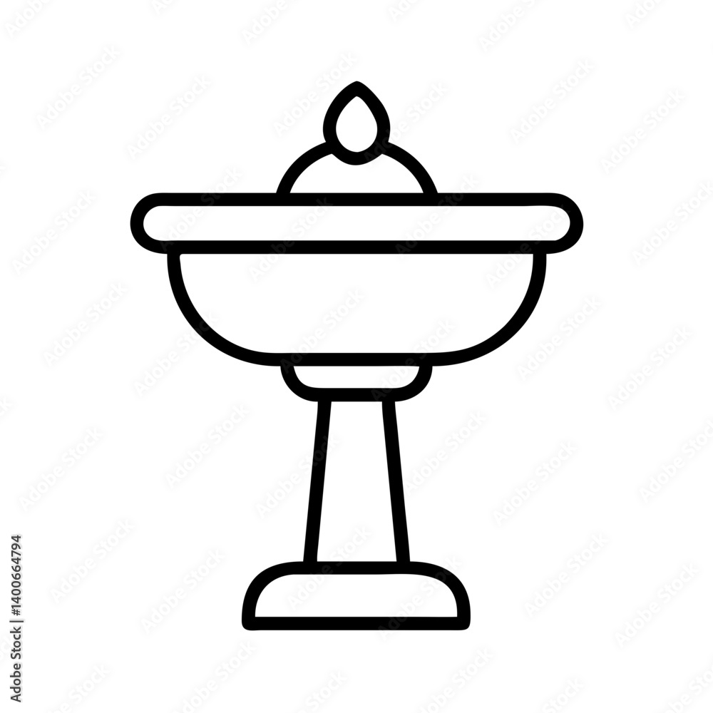 Outline baptismal font vector icon, religious symbol, christianity sign, holy water font design Outline baptismal font vector icon, religious symbol, christianity sign, holy water font design