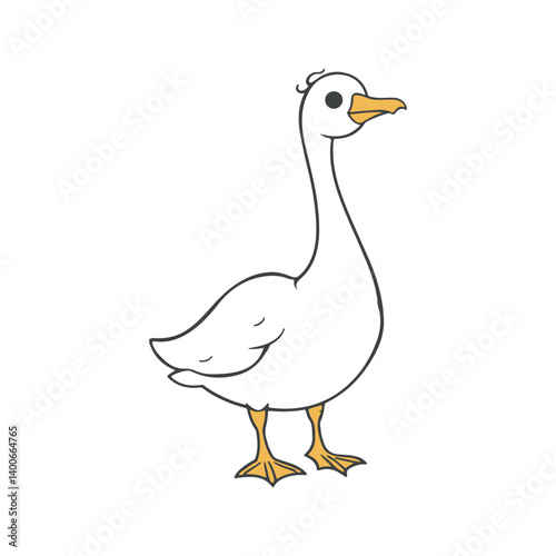 A goose vector line art isolated on white background. goose vector art.