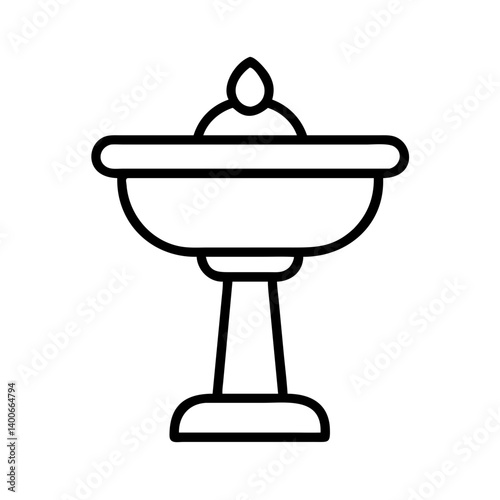 Outline baptismal font vector icon, religious symbol, christianity sign, holy water font design