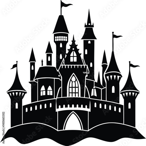 Castle Silhouette Vector | Medieval, Fantasy & Historic Landmark Scene